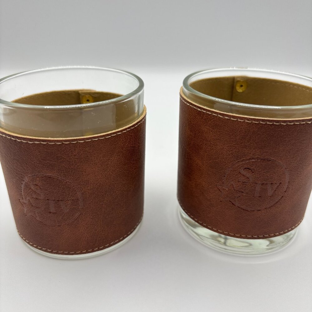 Maker's Mark SIV Logo Leather Wrapped Rocks Glasses